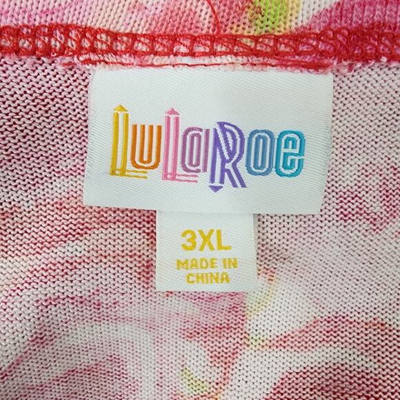 LuLaRoe Caroline Cardigan Sweater Women 3XL Pink Rose Floral Pockets Long Sleeve - Picture 6 of 8